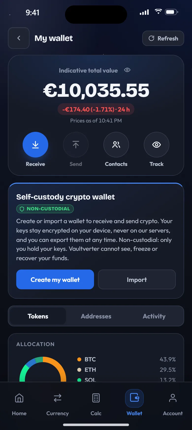 Self-custody wallet